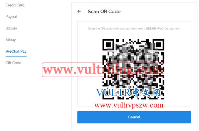 Vultr支持微信付款-Vultr微信充值付款教程